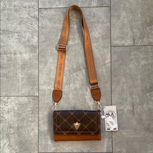 Valentino Orlandi Brown Monogram Crossbody Bag with Adjustable Strap